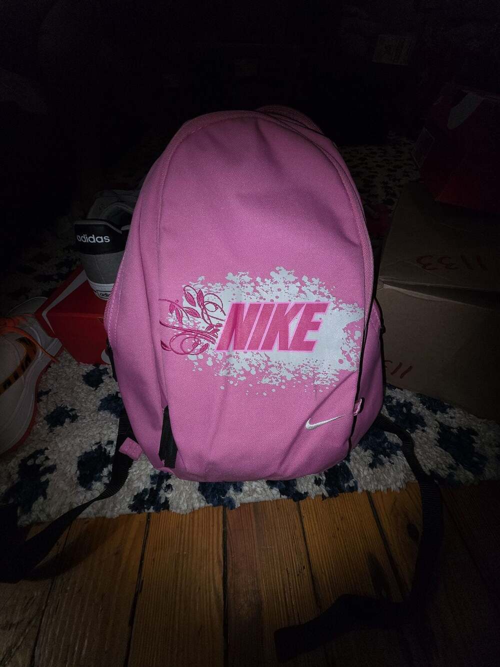 Nike Youth Graphic Pink Backpack with Floral Print